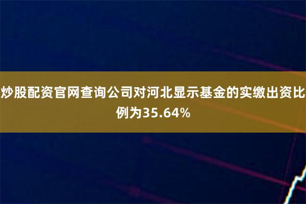 炒股配资官网查询公司对河北显示基金的实缴出资比例为35.64%