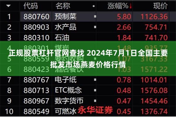 正规股票杠杆官网查找 2024年7月1日全国主要批发市场燕麦价格行情