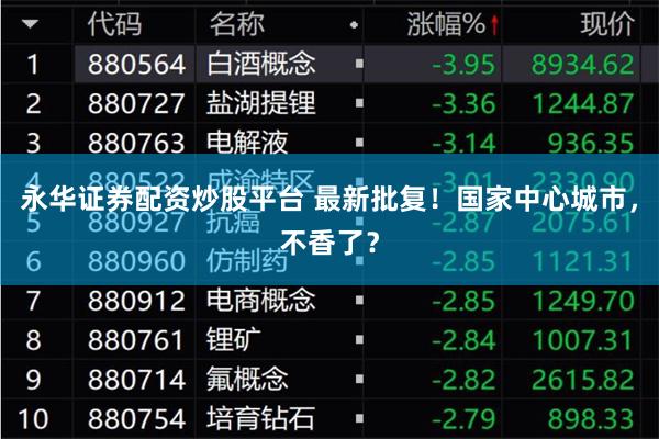 永华证券配资炒股平台 最新批复！国家中心城市，不香了？